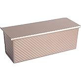 Cayanmydery Pullman Loaf Pan with Lid, 2.2 lb Dough Capacity Bakeware for Baking Bread, Carbon Steel Corrugated Bread Toast Mold with Cover