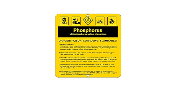 Amazon Com Phosphorus White Phosphorus Yellow Phosphorus Hazard Label Decal Sticker Sticks To Any Surface 12x12 In Office Products