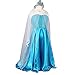 Girls Princess Costume Gown Dress Sparkly Cape with Pageant Tiara (7-8, blue)
