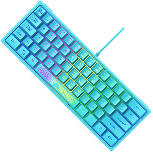 Wired 60 Mechanical Feel Gaming Keyboard 7 RGB Backlit Mini Keyboard