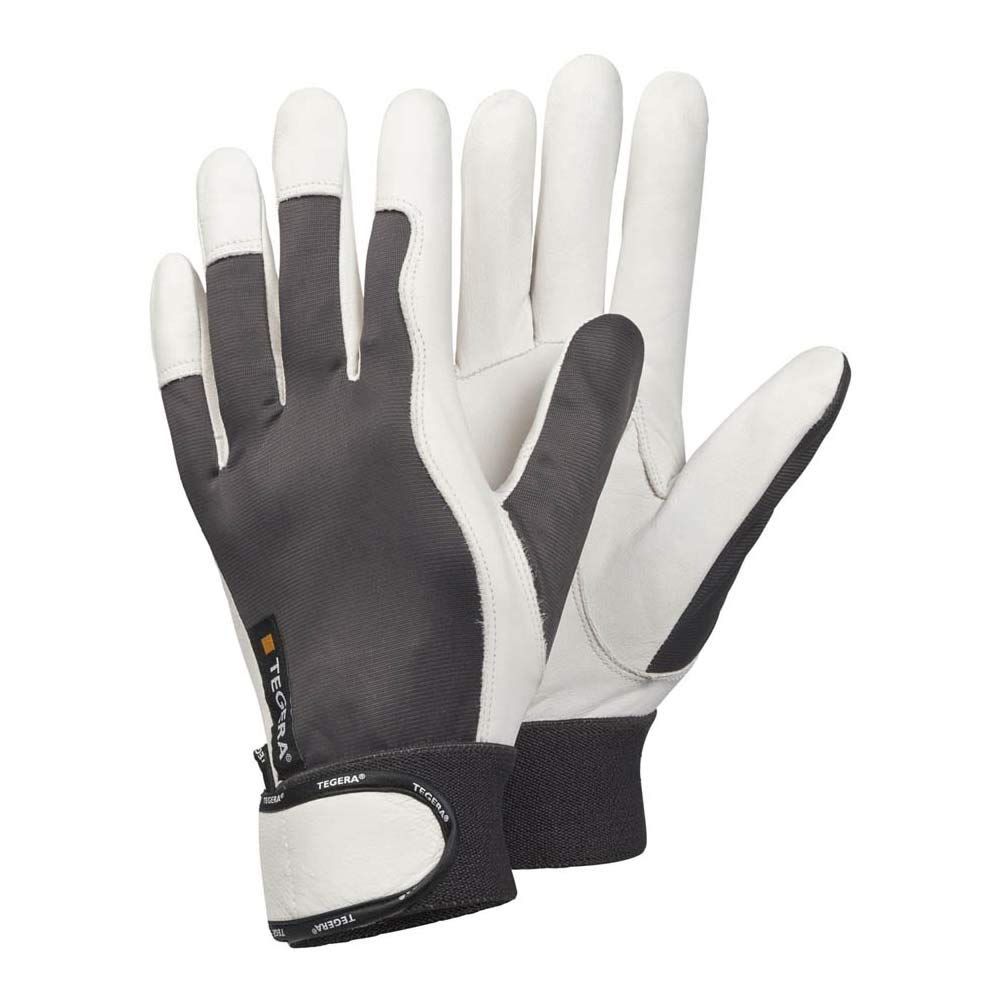Ejendals 116-10 Tegera 116 General Handling Work Leather Glove, Size 10, 25 Cm Length, 1 Pair, Grey/White