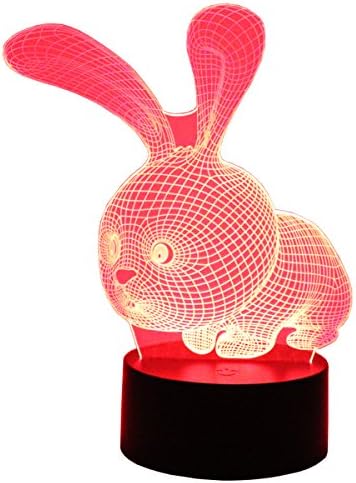 Hguangs 3D Lamp Rabbit Shape Night Lamp 3D Optical Illusion Night light Desk Table Light 7 Colors Changing Touch Control Gift for Christmas Birthday Valentine's Day Kids Children Girl and Boy