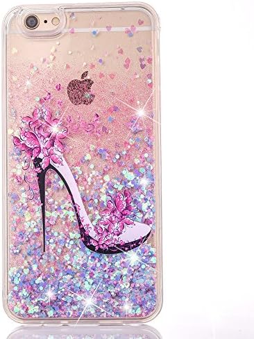 UCLL iPhone 7 Plus Glitter Case, iphone 8 plus case, High Heeled Moving Bling Glitter Floating Cover for iPhone 7 Plus 8 plus with a Screen Protector