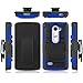 LG Leon Case, LG Power Case, EC™ Hybrid Dual Layer Combo Armor Protective Case Cover with Kickstand and Locking Belt Swivel Clip for LG Tribute 2/ LG Leon LTE C40 (Black+Dark Blue)