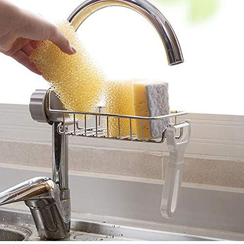 TuuTyss Stainless Steel Sink Faucet Sponge Holder Sink Caddy Organizer for Kitchen Accessories