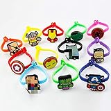 KONLOY 12 Pack Superhero Rubber Bracelets,Boys & Girls Birthday Party Favors and Party Supplies, Superhero Bracelet for Kids School Classroom Rewards, Absolutely Favorite Novelty Toy
