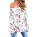 Ezcosplay Women Long Bell Sleeve Off Shoulder Open Back Floral Print Shirt Tops