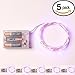 5 Sets RTGS 20 Pink Color Micro LED String Lights Battery Operated on 7 Feet Silver Color Wire