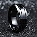 King Will Classic Men 8mm Black Tungsten Carbide Rings Polished Beveled Edge Double Groove Wedding Bands 10.5