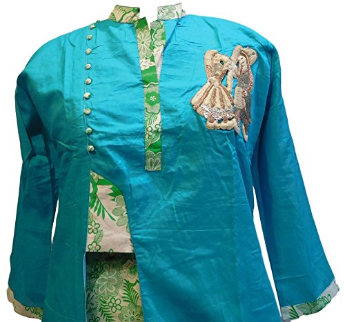 Smsaree Stylish & Designer Premium Quality Ethnic Silk Kurti For Women (Turquoise)