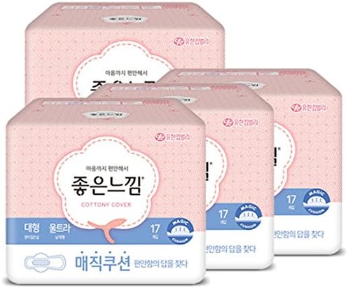 Korea Good Feeling Ultra Large 10.2" Wing Type Sanitary Napkin, 68 Count (17 x 4)