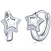 Infinite U Huggie Earrings 925 Sterling Silver Cubic Zirconia Small Hoop Star Heart Cartilage for Women (Star)