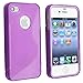 niceEshop(TM) TPU Rubber Skin Case Compatible with Apple iPhone 4, Clear Dark Purple S Shape