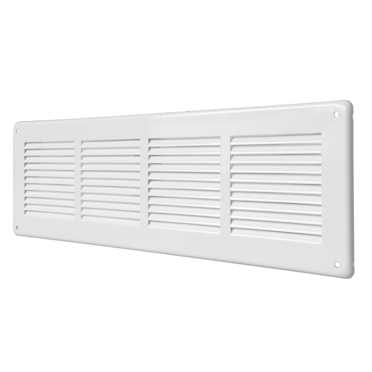 La Ventilazione GL4014RB Rectangular Ventilation Grille in White Painted Sheet Metal to Overlay with Insect Repellent mesh, Size 440x140 mm.