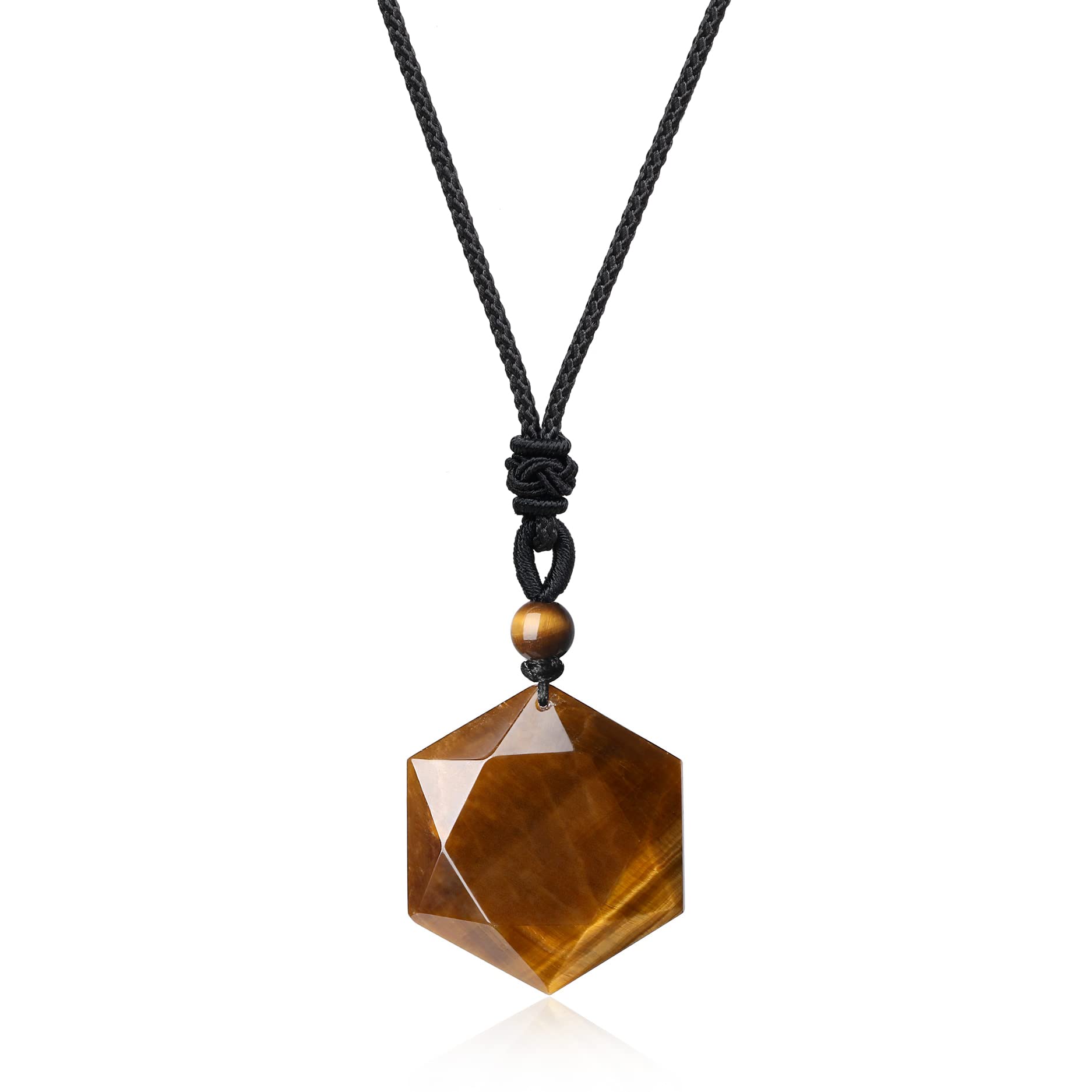 COAI Unisex Size Tiger Eye Star of David Hexagram Stones Necklace for Women Men — image 1