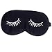 Kaptin Black Natural Silk Sleep Mask, Smooth Blindfold, Best Sleeping Eye Mask for Travel, Nap, Meditation, with Adjustable Strap for Adults and Kids, Eyelashes Patterns (1Pcs, White)