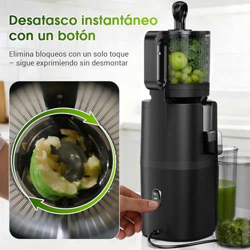 WETIE Juice and Vegetable Extractor, Cold Press Blender with Extra Large Mouth 120 mm, 99% Performance, Quiet Slow Juicer, Easy to Clean, Includes 2 Glasses
