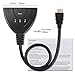 HDMI switch, Premium Quality 3 Port HDMI Splitter with Pigtail Cable Support Full HD 3D 1080p