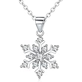 NanMuc Christmas 925 Sterling Silver Snowflake Pendant Necklace with Blue Ctystal Jewelry New Year Holiday for Women 18" Chain