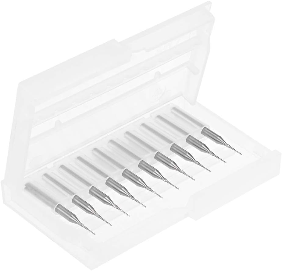sourcing map 10Pcs 0.5mm Carbide End Mill Engraving Milling Cutter CNC Router Bits for PCB Machine 1/8" Shank - Image 5