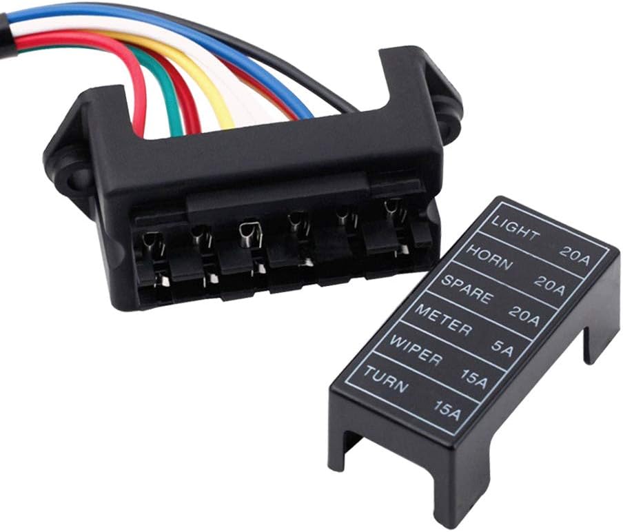 QitinDasen Premium 6 Way Car Blade Fuse Block Box, 2 Input 6 Output Standard Holder, with Wire and 10Pcs Standard Fuse - Image 4