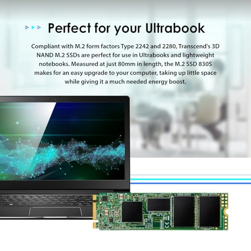 Transcend 1TB M.2 2280 SATA III SSD with Dram Cache, Up to 560MB/s, Compatible w/Ultrabook Laptop PC Desktop, 3D TLC NAND Flash Internal Solid State Drive, LDPC Error Correction ECC, B+M Key -MTS830S