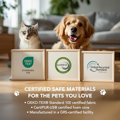 PETNOVO Escalera para Perros de 3 Peldaños para Sofá y Cama, Escalones para Perros Pequeños y Mayores con Felpa Ultrasuave, Base Antideslizante y Funda Lavable, Certificación Oeko-Tex, Beige Crema