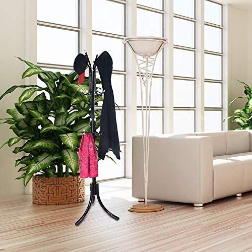 Three-legged Assembled Coat Rack，Buybuybuy Standing Entryway Coat Rack Coat Tree Hat Hanger Holder 12 Hooks for Jacket Umbrella Tree Stand with Base Metal - Thumbnail 5