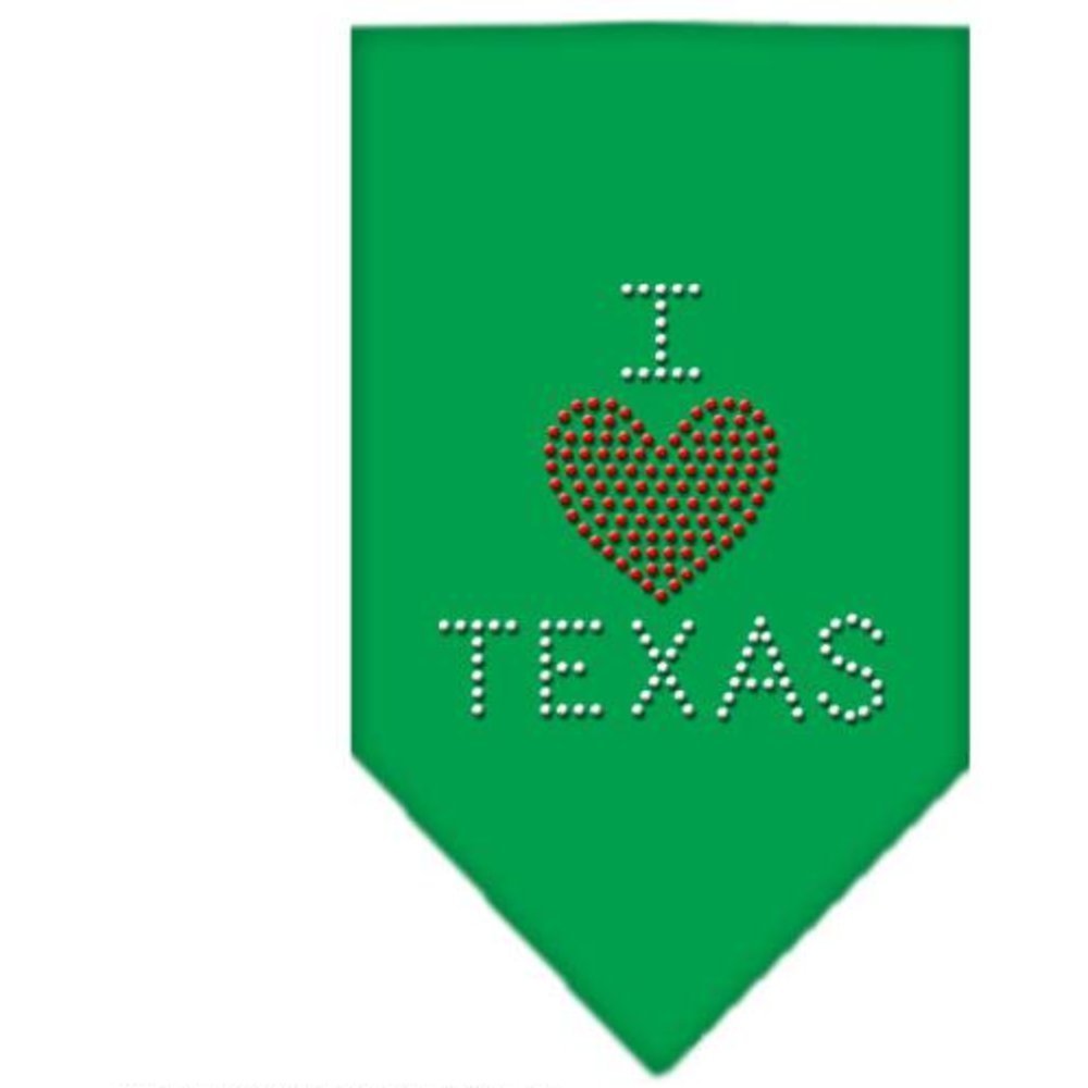 Mirage I Heart Texas Rhinestone Bandana, Small, Emerald Green