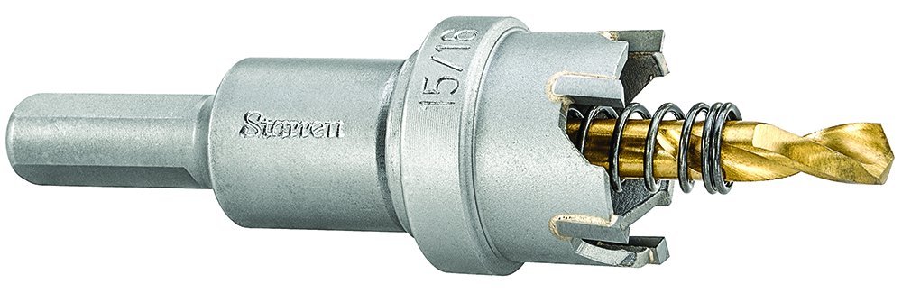 Starrett Tungsten Carbide Tipped Hole Saw, SM24 Sheet Metal Cutter With Arbor & Pilot Drill Bit