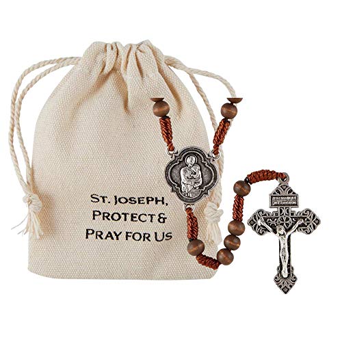 Needzo Saint Joseph The Protector Corded Wood Rosary in Small
