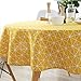 Lahome Geometric Series Pattern Tablecloth - Cotton Linen Round Table Cover Kitchen Dining Room Restaurant Party Decoration (Yellow Chessboard, Round - 60
