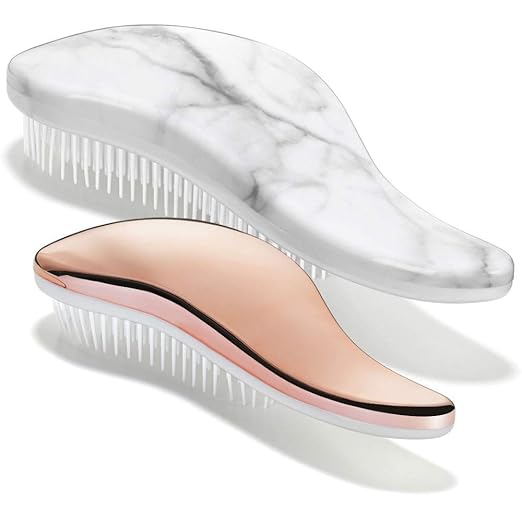 Lily England Detangler Bürste & Entwirr Haarbürste ohne Ziepen im Set in Marmor & Roségold – ideale Anti-Ziep Bürste & Entwir
