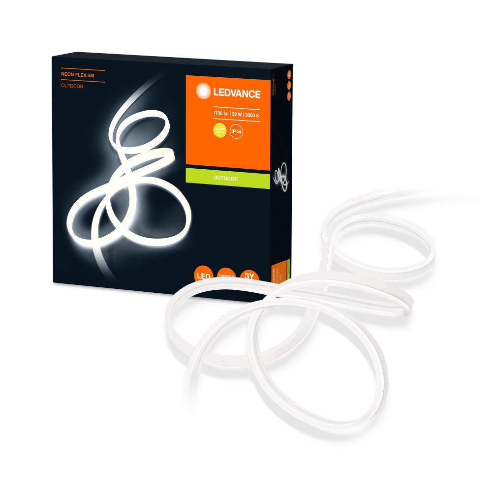 LEDVANCE Wall and Ceiling Luminaire: for All Surfaces | NEON FLEX / 29 W | 110 | Warm White | 3000 K | Silicone | IP44