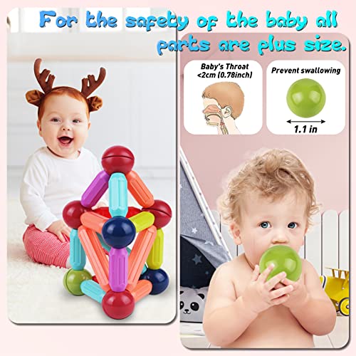 Dollcora 100pcs Magnetic Balls and Rods Set Magnetic Building Blocks Sticks Children Educational Stacking Magnet DIY Toys for Boys Girls Age 3+