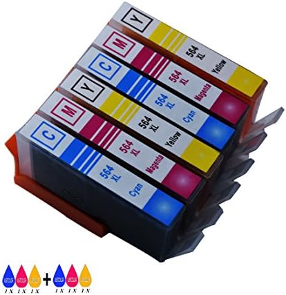 JUSTCOLOR Color Ink Cartridges Replacement for HP 564XL ( 2 Cyan, 2 Magenta, 2 Yellow) for HP DeskJet 3520 3522 Officejet 4620 Photosmart 5520 6510 6515 6520 7520 7525 D7560 Premium C309A C410