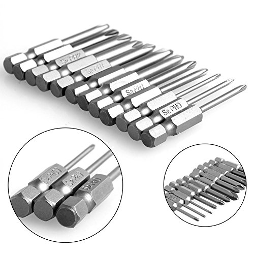 Feamos 12Pcs Hex Shank Magnetic Phillips Cross Screwdriver Bits 50mm 1/4 Inch - Thumbnail 2