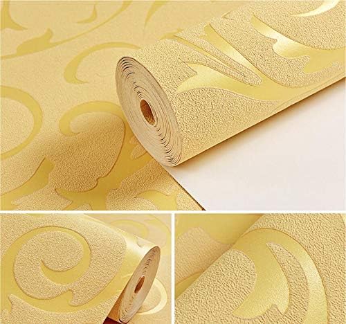 DUOCK 3D European Deerskin Velvet Wallpaper Roll Living Room Tv Background Gold Beige Wall Paper Bedroom,77012,5.3 Square Meters