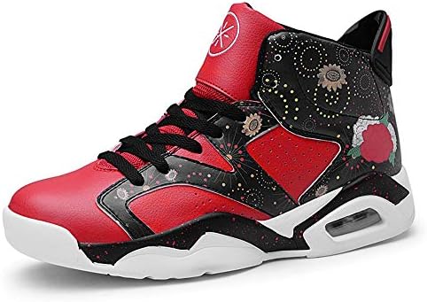 Willsky Men's Basketball Shoes, Basketball Trainers Lightweight Shock Absorption Basketball Boots Air cushion Breathable Running Shoes,Red,41