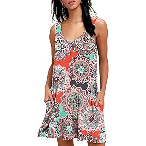 BISHUIGE-Women-Summer-Casual-V-Neck-T-Shirt-Dresses-Beach-Cover-up-Plain-Tank-Dress