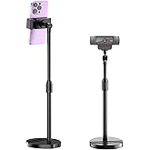 LenTok Telescopic Webcam Tripod Stand for Desk with Phone Holder, Desktop Webcam Mount Compatible with C922 C930e C920S C920 C615 C960 C920x Brio 4K, Table Phone Stand with 1/4'' Thread