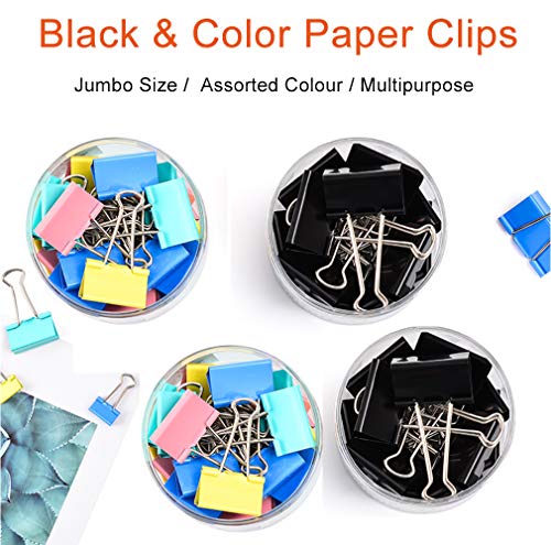 Clips,Large Binder Clips 2 inch Black | Jumbo Paper Clips Assorted Colors Large Paper Clips | Paper Clamps Large | Big Binder Clamps Extra Large for Office Supplies,School and Home Supplies(24 Pack)
