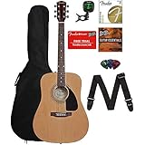 Fender FA-115 Acoustic Guitar Bundle with Gig Bag, Tuner, Strings, Strap, Picks, and Austin Bazaar Instructional DVD