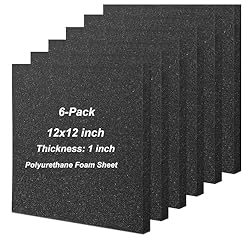 6 Pcs Polyurethane Foam Sheet,12x12x1 Inch Cuttable