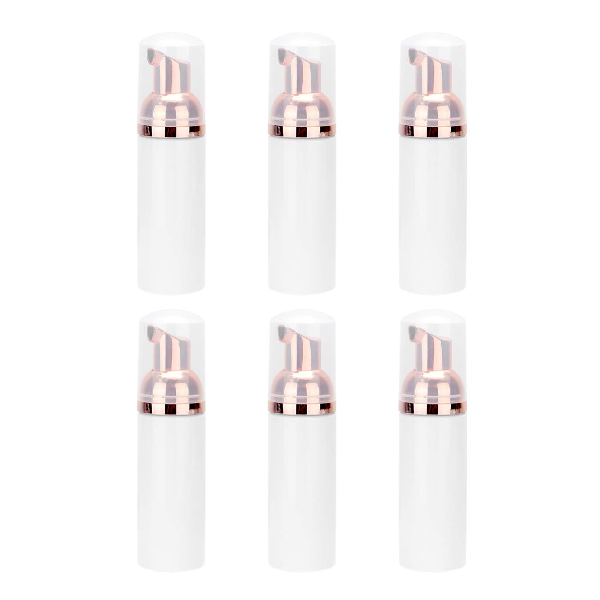 6pcs Empty Foam Dispenser Bottle Plastic Lotion Pump Container Refillable Foaming bottle Cosmetic Dispenser Containers for Travel home (Rose Gold Pump Head)