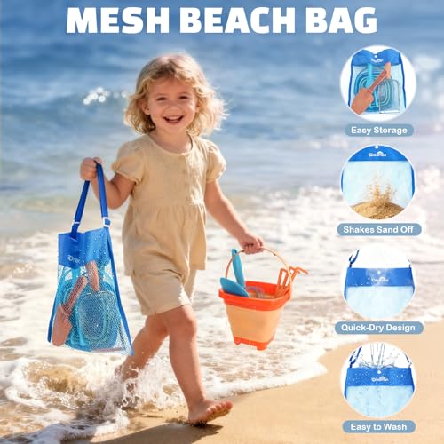 Dreamon Sand Toy Sandpit Toy Children 3 4 5 Years Beach Toy Children with Foldable Bucket Sand Strainer Shovel Rake Beach Toy
