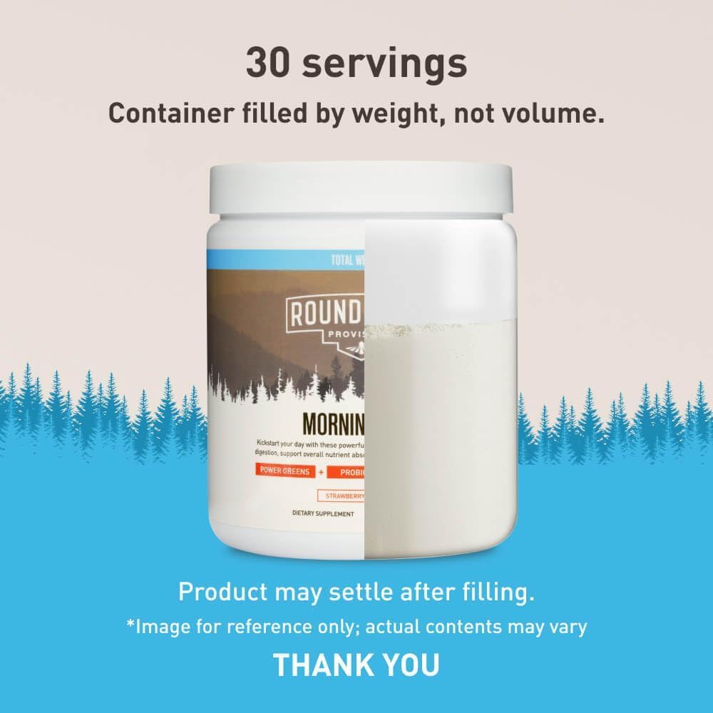ROUNDHOUSE PROVISION Morning Kick, Zero Sugar Greens Superfood Powder Supplement with Ashwaganda, Collagen, Probiotics, Debloat Drink, 30 Servings (Strawberry Lemonade) by Chuck Norris