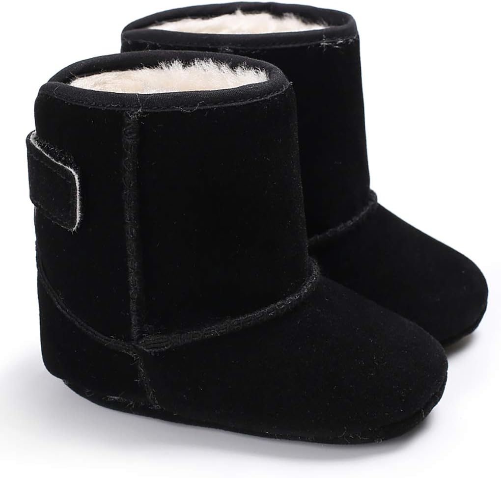 Cindear Infant Baby Boys Girls First Walker Shoes Suede Faux-Fur Lined Warm Winter Snow Boots for Newborn Baby Crib Shoes