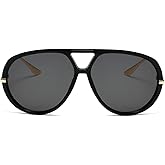 mincl Trendy Oversized Pilot Sunglasses Women For Men Round Sun Glasses Vintage Big Frame Shield Shades Men Punk Sunglasses