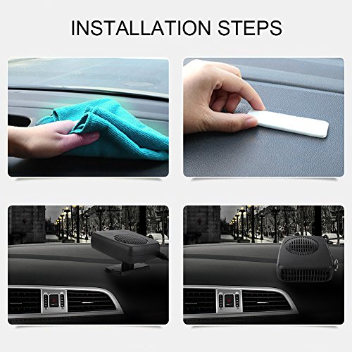 Cuque Windshield Car Heater 12V 150W Car Portable 2 in 1 Ceramic Heating Cooling Heater Fan Defroster Defogger Demister Car Heat Cooling Fan Lighter with Hidden Handle and 360° Adjustable Base - Thumbnail 7